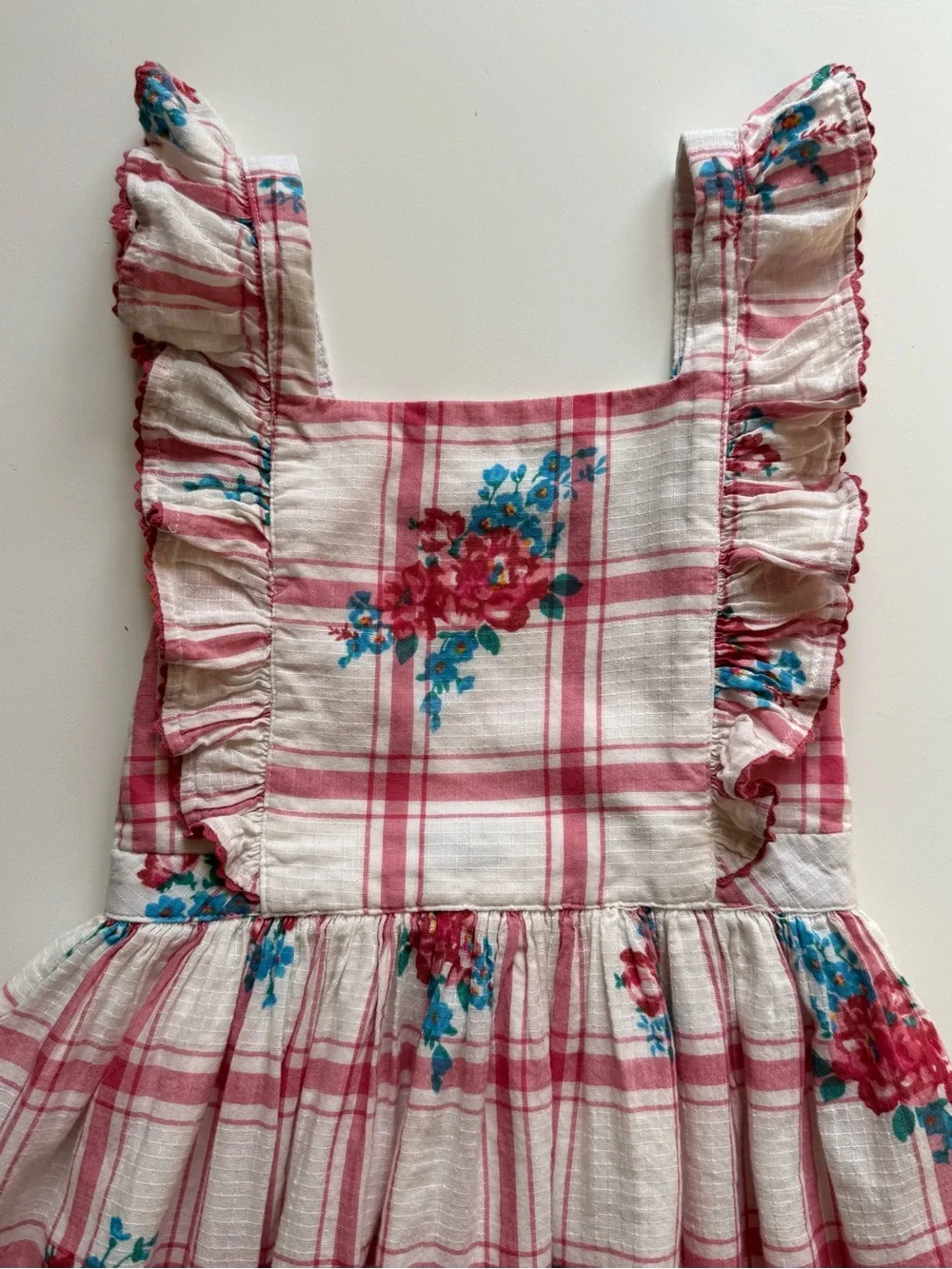 Ralph Lauren Girls' Floral Check Print Pinafore Dress - Size 5